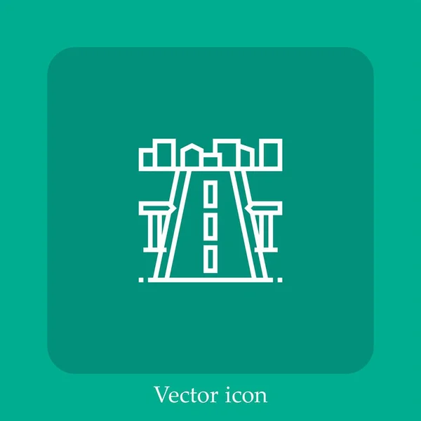 Icône Vectorielle Route Icône Linéaire Ligne Avec Course Modifiable — Image vectorielle