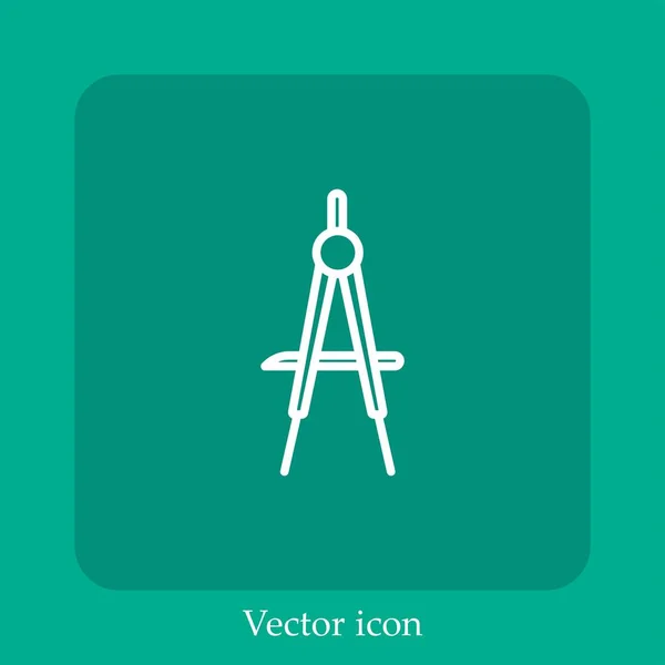 Icône Vectorielle Boussole Icône Linéaire Ligne Avec Course Modifiable — Image vectorielle