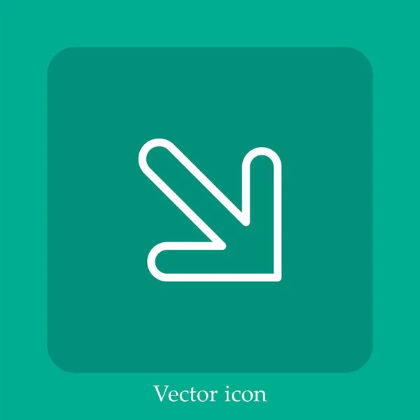Diagonal Flecha Vector Icono Icono Lineal Icon Line Con Carrera — Vector de stock
