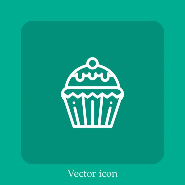 Icône Vectorielle Cupcake Icône Linéaire Ligne Avec Course Modifiable — Image vectorielle