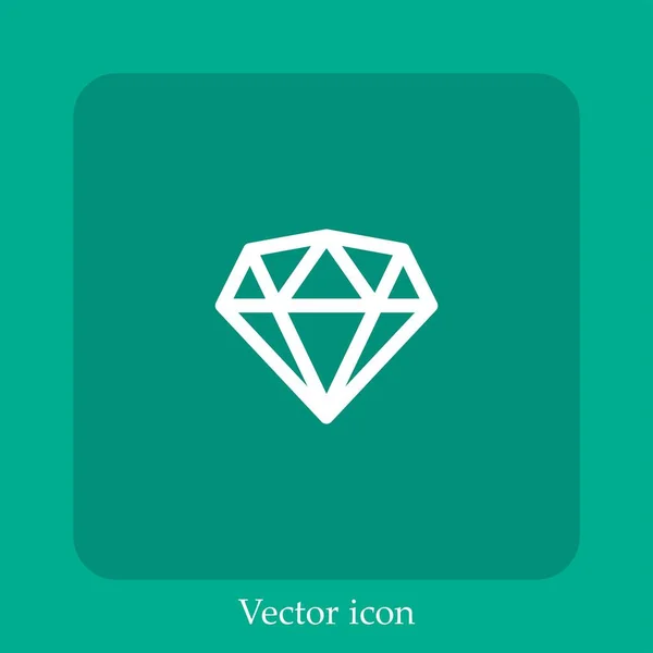 Icono Vector Diamante Icon Line Lineal Con Carrera Editable — Vector de stock