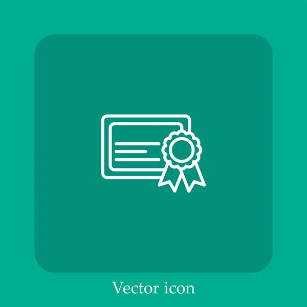 Icône Vectorielle Certificat Icône Linéaire Ligne Avec Trait Modifiable — Image vectorielle