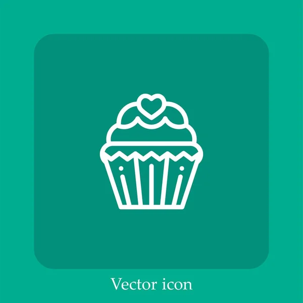 Icône Vectorielle Cupcake Icône Linéaire Ligne Avec Course Modifiable — Image vectorielle