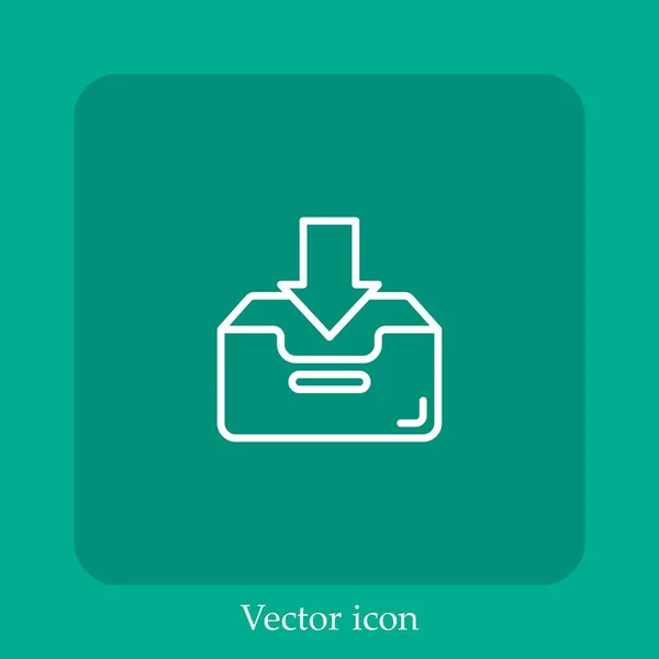 Icono Vector Bandeja Entrada Icon Line Lineal Con Carrera Editable — Vector de stock