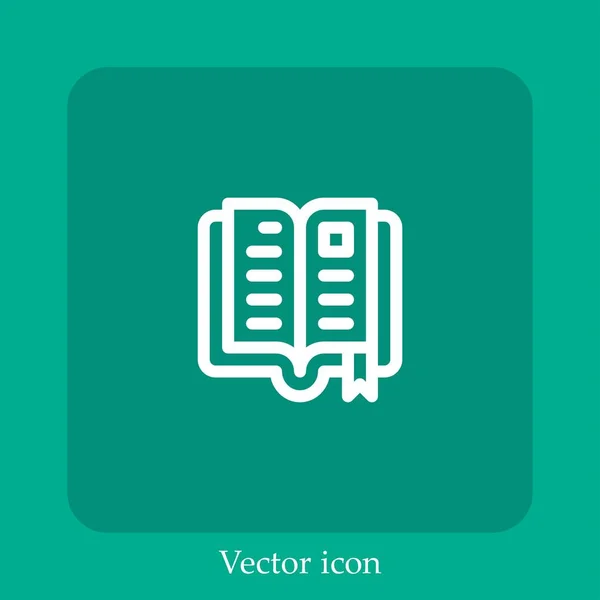 Libro Abierto Icono Vectorial Icon Line Lineal Con Carrera Editable — Vector de stock