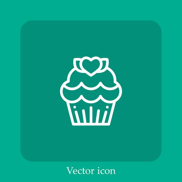 Cupcake Vector Icono Lineal Icon Line Con Carrera Editable — Vector de stock