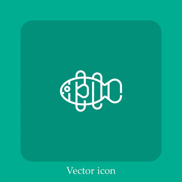 Icono Vector Peces Icon Line Lineal Con Carrera Editable — Vector de stock