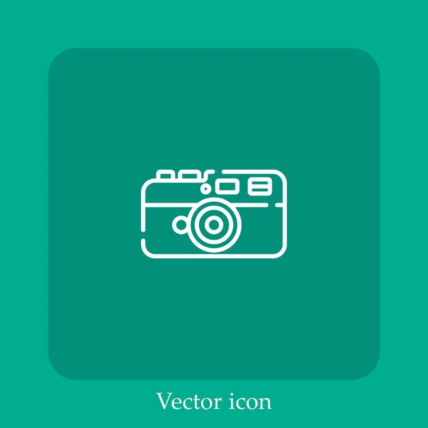 Cámara Fotos Icono Vectorial Icon Line Lineal Con Carrera Editable — Vector de stock