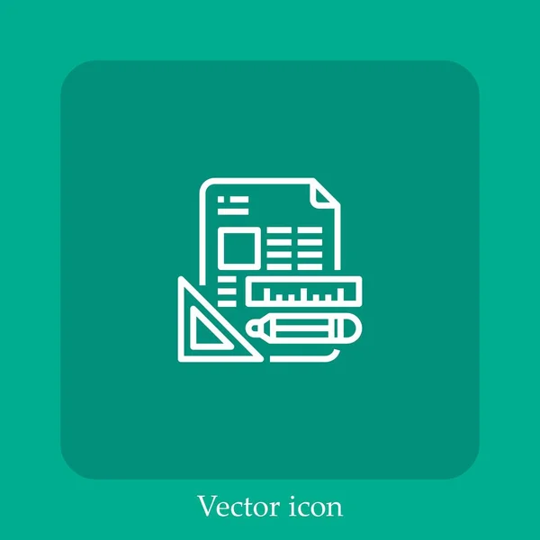 Icono Vector Papelería Icon Line Lineal Con Carrera Editable — Vector de stock