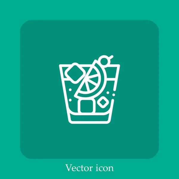 Cocktails Vector Icon Linear Icon Line Editable Stroke — Stock Vector