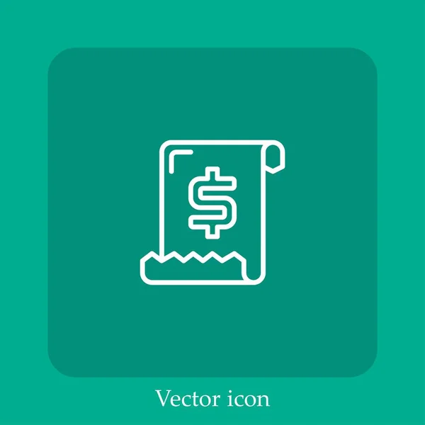 Icono Vector Factura Icono Lineal Línea Con Carrera Editable — Vector de stock