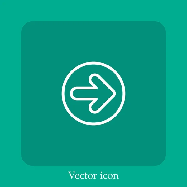 Icona Vettoriale Freccia Destra Icon Line Lineare Con Tratto Modificabile — Vettoriale Stock