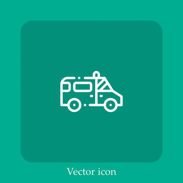 Icône Vectorielle Ambulance Icône Linéaire Ligne Avec Course Modifiable — Image vectorielle
