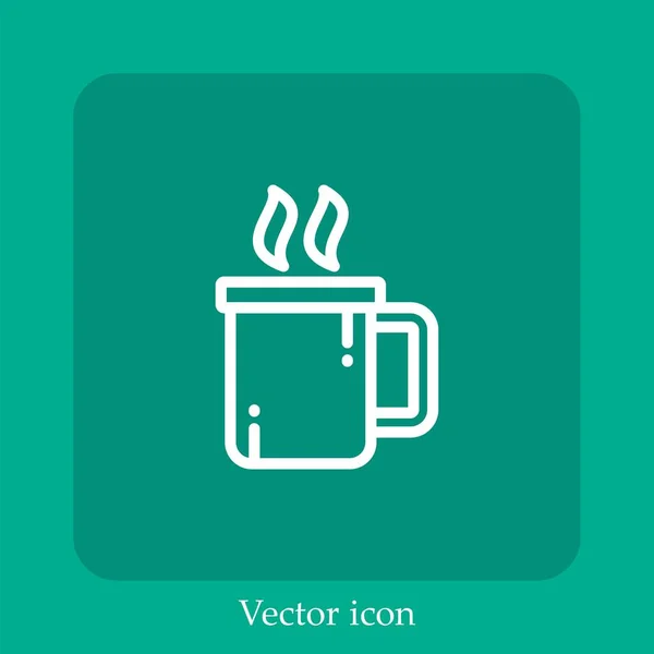 Icono Vector Café Icon Line Lineal Con Carrera Editable — Vector de stock