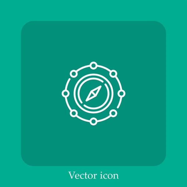 Ícone Vetorial Bússola Linear Icon Line Com Curso Editável — Vetor de Stock