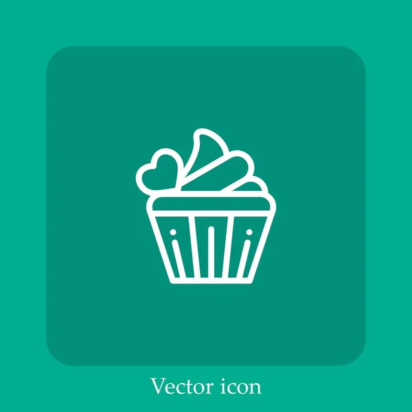 Cupcake Vector Icono Lineal Icon Line Con Carrera Editable — Vector de stock