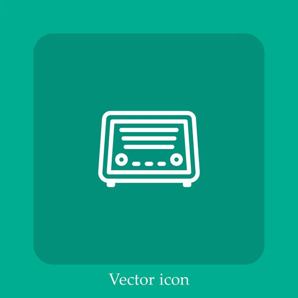 Old Radio Vector Icon Linear Icon Line Editable Stroke — Stock Vector