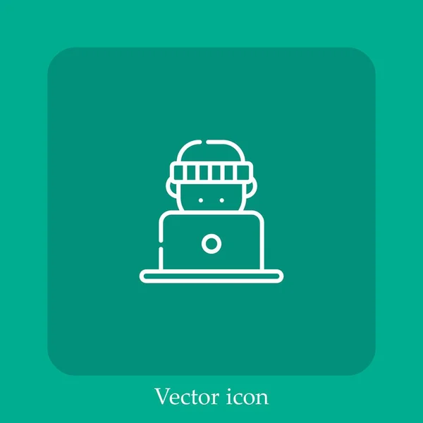 Ícone Vetorial Online Linear Icon Line Com Curso Editável — Vetor de Stock