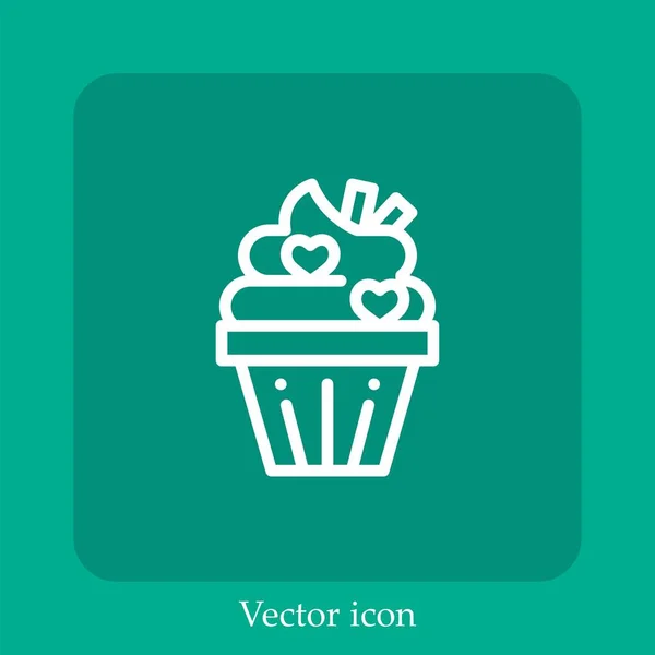 Ícone Vetorial Cupcake Linear Icon Line Com Curso Editável — Vetor de Stock