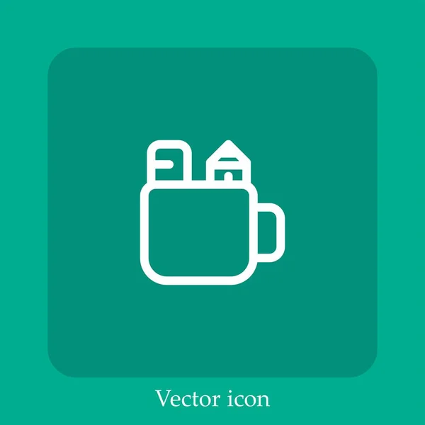 Icono Vector Caja Lápiz Icon Line Lineal Con Carrera Editable — Vector de stock