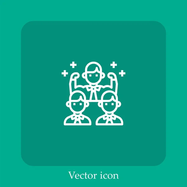 Icône Vectorielle Travail Équipe Icône Linéaire Ligne Avec Course Modifiable — Image vectorielle