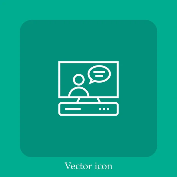 Videokonferenz Vektor Symbol Linear Icon Line Mit Editierbarem Strich — Stockvektor