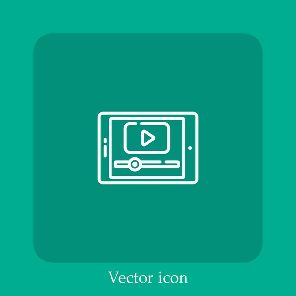 Videoplayer Vektorsymbol Lineare Icon Line Mit Editierbarem Strich — Stockvektor