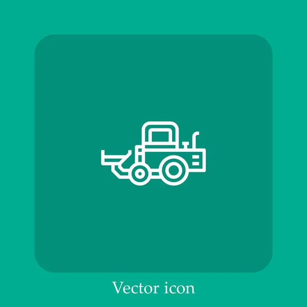 Bulldozer Vektor Symbol Lineare Icon Line Mit Editierbarem Strich — Stockvektor