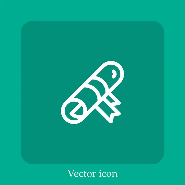 Ícone Vetorial Certificado Linear Icon Line Com Curso Editável — Vetor de Stock