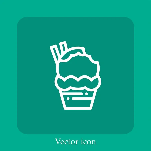 Ícone Vetorial Cupcake Linear Icon Line Com Curso Editável — Vetor de Stock