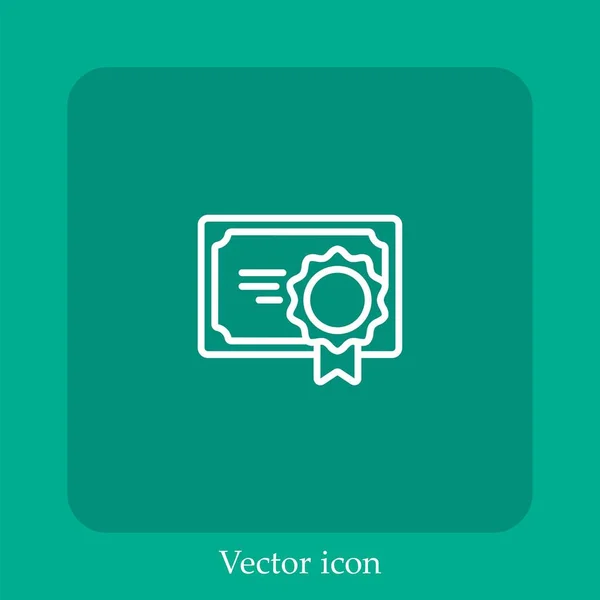 Ícone Vetor Diploma Linear Icon Line Com Curso Editável — Vetor de Stock