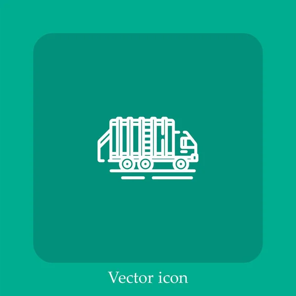 Müllwagen Vektor Symbol Linear Icon Line Mit Editierbarem Strich — Stockvektor