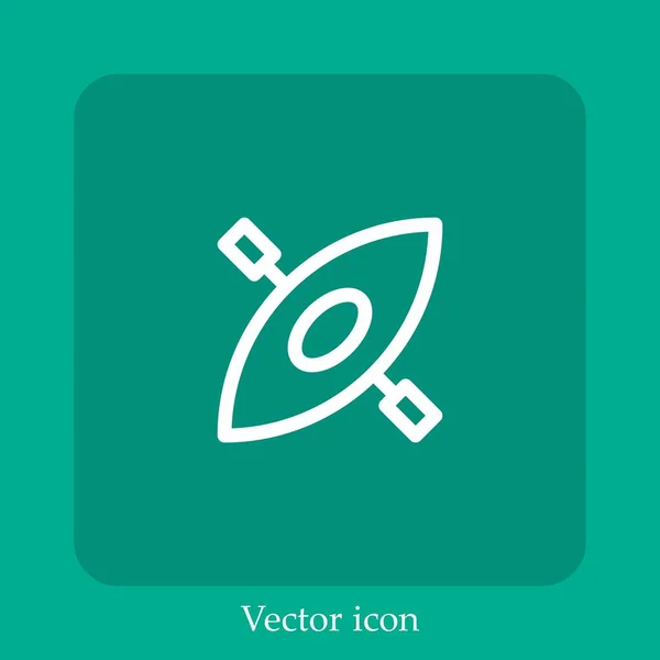 Иконка Вектора Каяка Linear Icon Line Редактируемым Штрихом — стоковый вектор