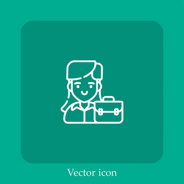 Manager Vector Icono Lineal Icon Line Con Carrera Editable — Vector de stock