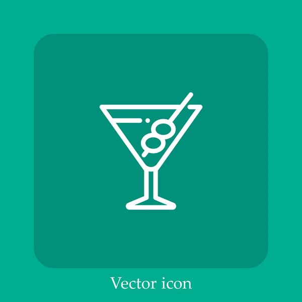Martini Vector Pictogram Lineair Icon Line Met Bewerkbare Slag — Stockvector