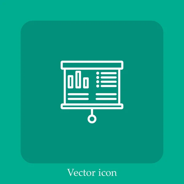 Icono Vector Presentación Icono Lineal Línea Con Carrera Editable — Vector de stock