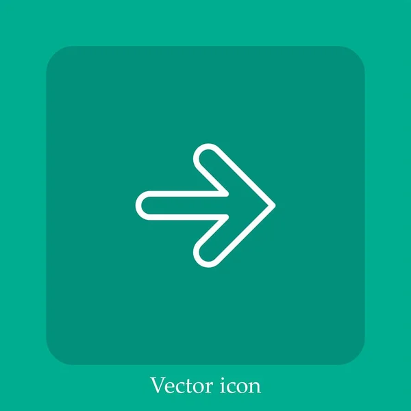 Flecha Derecha Icono Vectorial Icon Line Lineal Con Carrera Editable — Vector de stock