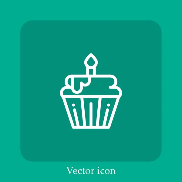 Icône Vectorielle Cupcake Icône Linéaire Ligne Avec Course Modifiable — Image vectorielle