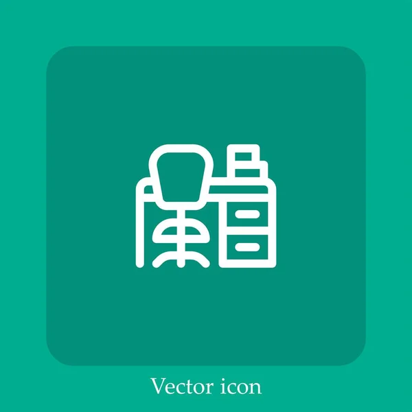 Desk Vector Icon Linear Icon Line Editable Stroke — Stock Vector