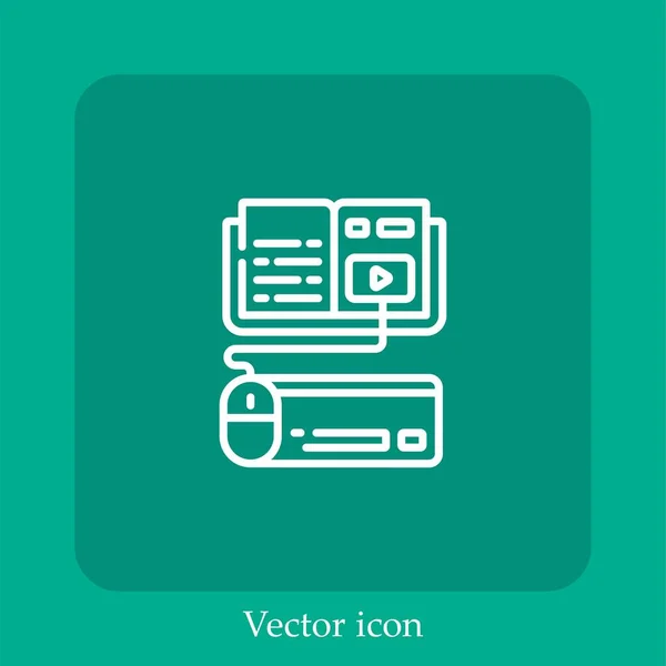 Ícone Vetor Elearning Linear Icon Line Com Curso Editável — Vetor de Stock