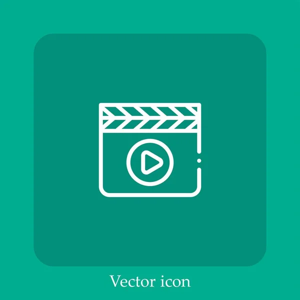 Ícone Vetorial Clapperboard Linear Icon Line Com Curso Editável — Vetor de Stock