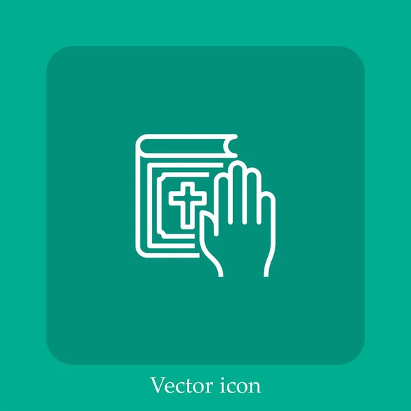 Ícone Vetorial Juramento Linear Icon Line Com Curso Editável — Vetor de Stock