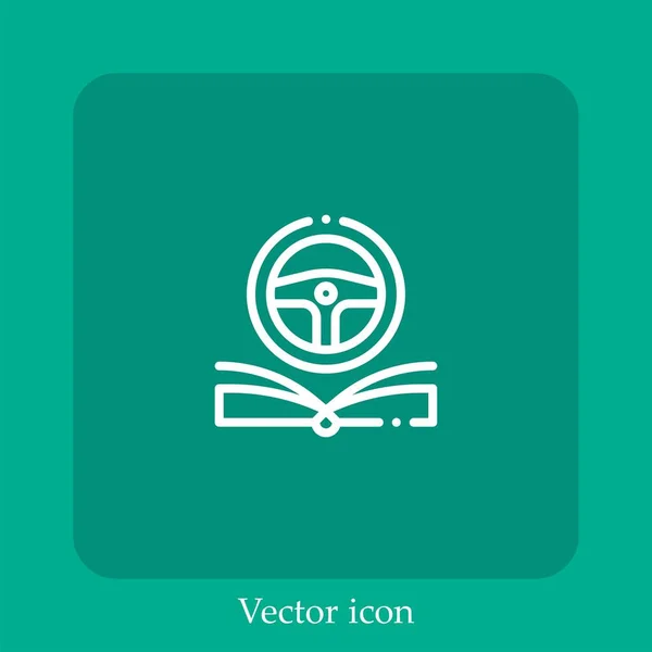 Escuela Conducción Icono Vectorial Icon Line Lineal Con Carrera Editable — Vector de stock