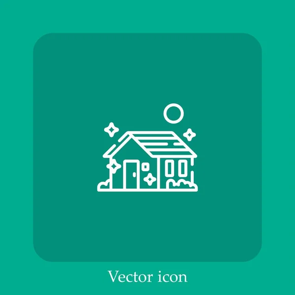 Icône Vectorielle Maison Icône Linéaire Ligne Avec Course Modifiable — Image vectorielle