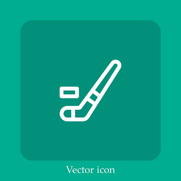 Icono Vector Hockey Sobre Hielo Icon Line Lineal Con Carrera — Vector de stock