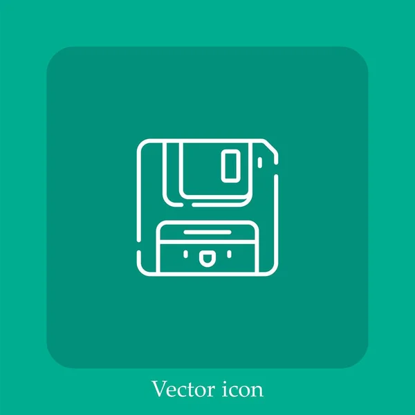 Ícone Vetorial Disquete Linear Icon Line Com Curso Editável — Vetor de Stock