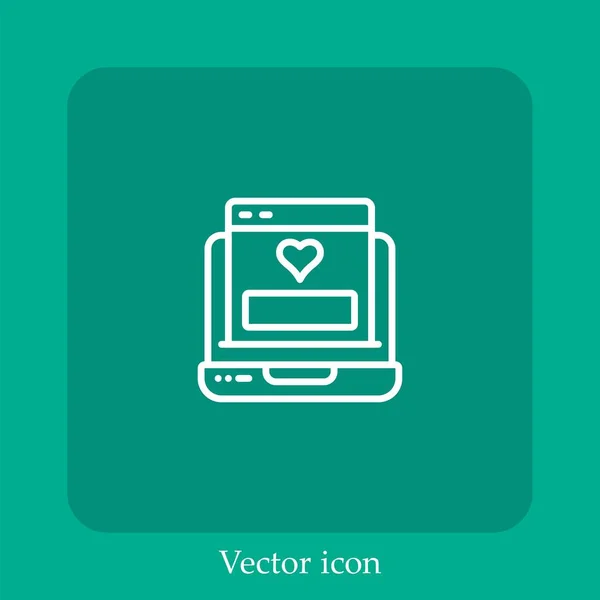 Icono Del Vector Portátil Icon Line Lineal Con Carrera Editable — Vector de stock