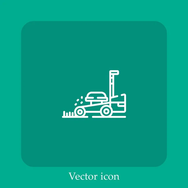 Icône Vectorielle Tondeuse Gazon Icône Linéaire Ligne Avec Course Modifiable — Image vectorielle