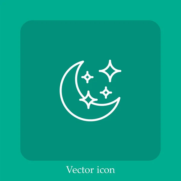 Ícone Vetor Lua Linear Icon Line Com Curso Editável — Vetor de Stock