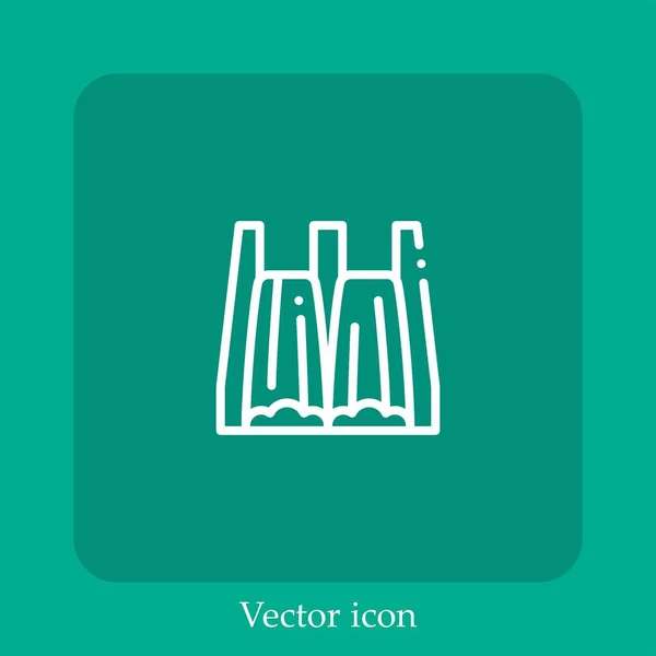 Icono Vector Energía Hidráulica Icon Line Lineal Con Carrera Editable — Vector de stock